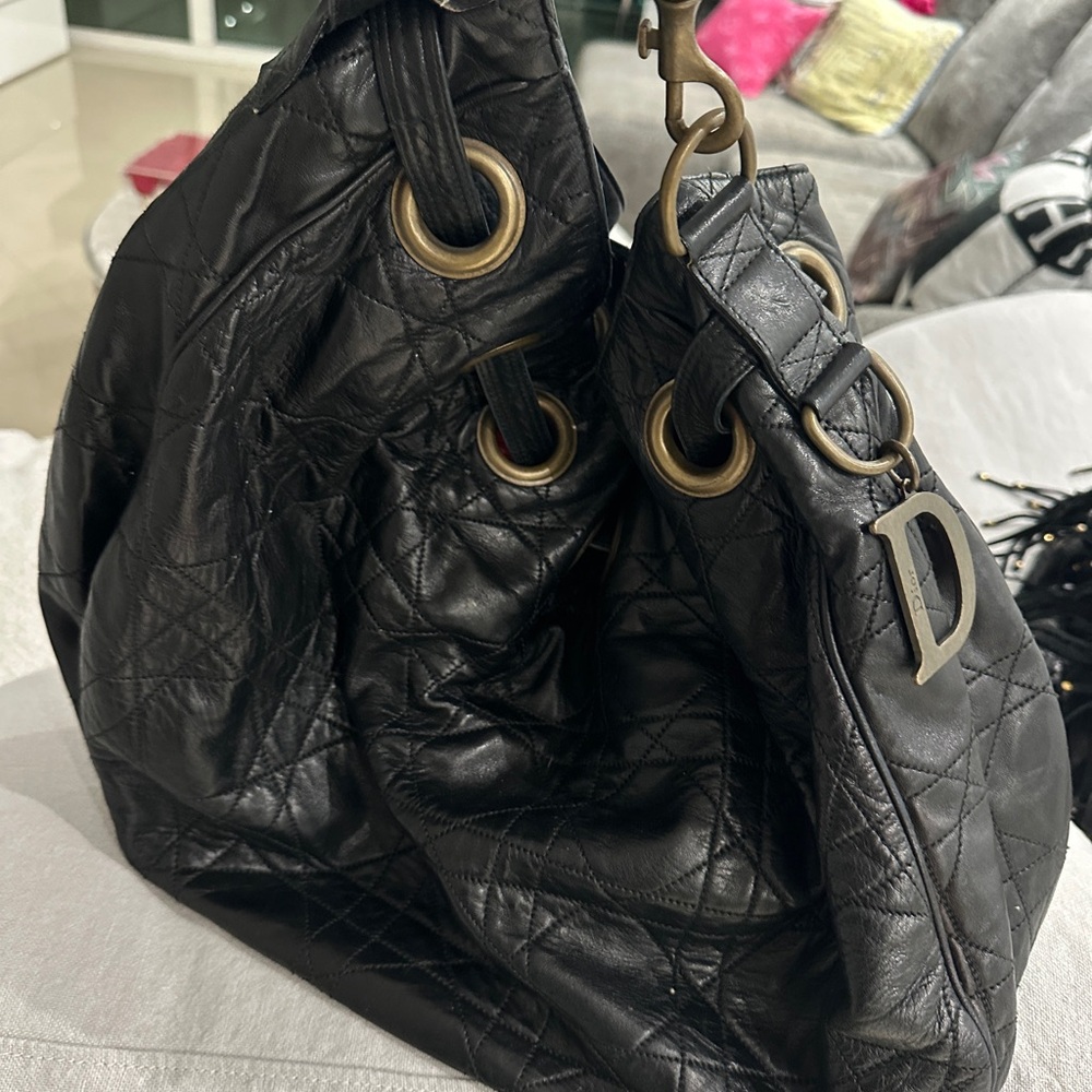 DIOR Black Quilted Shoulder Tote